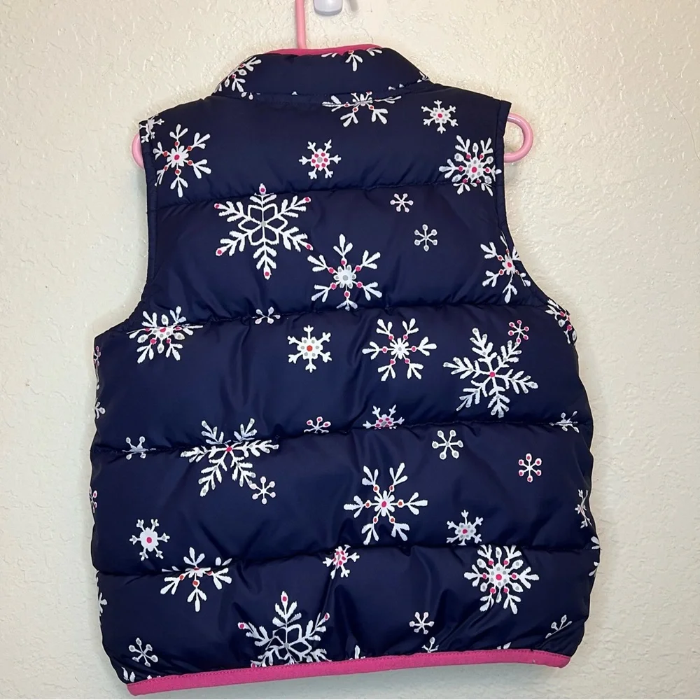Gymboree Girls Snowflake Puffer Vest | Navy Pink Winter Coat | Size S‎ 6-8